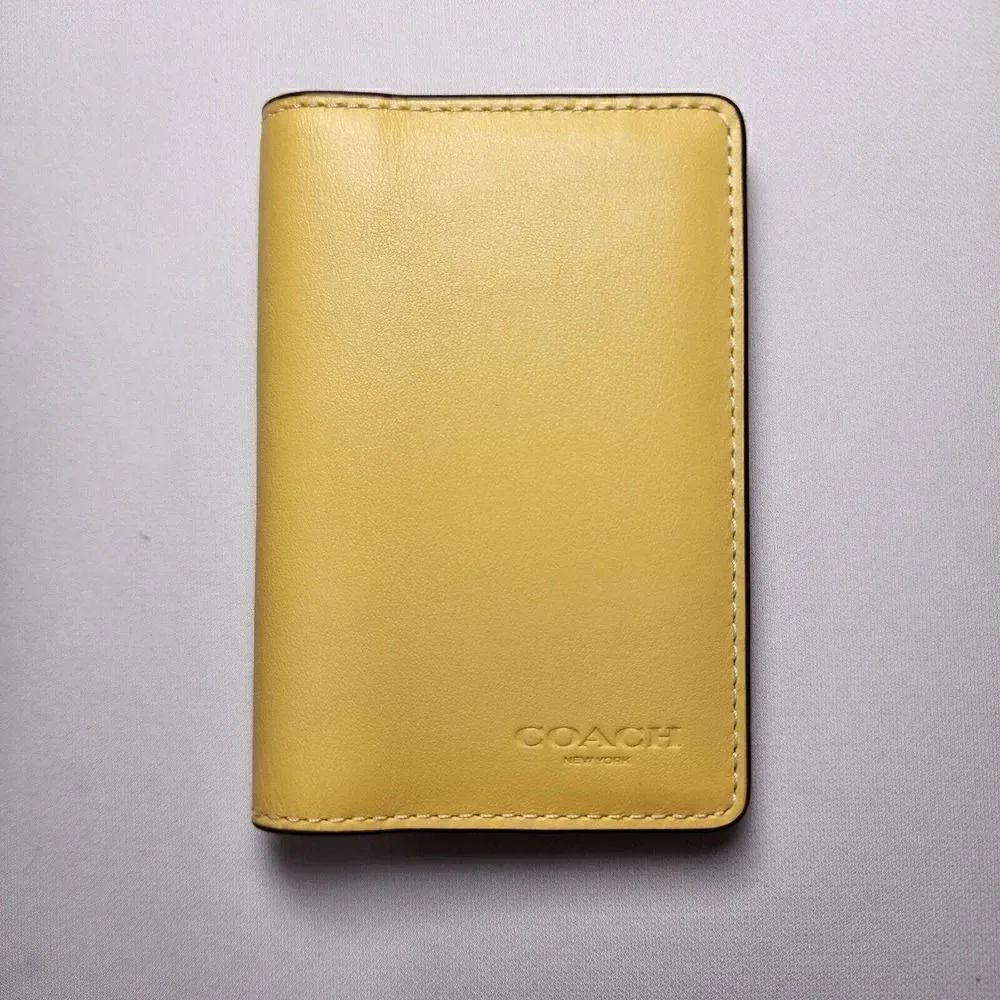 NWT Coach Id License Credit Card Wallet Refined Calf Leather Yellow CJ728